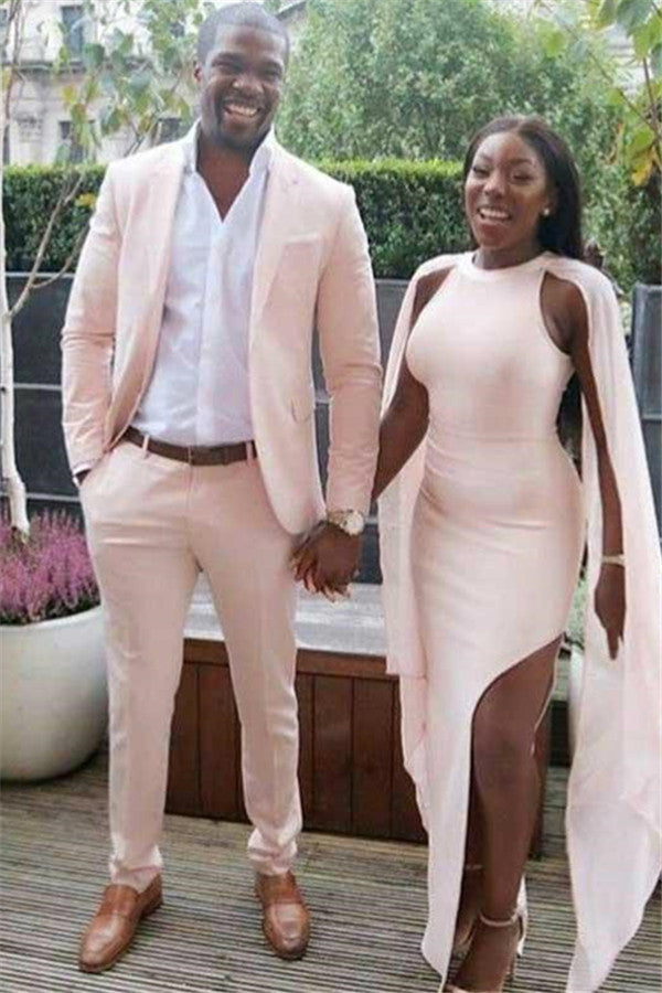 Classy Pink Two-Pieces Slim Fit Prom Party Gown Outfits for Men Ballbella Classy Pink Two-Pieces Slim Fit Prom Party Gown Outfits for Men Ballbella