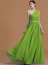 Classy Sleeveless One Shoulders Beading Chiffon Bridesmaid Dresses-Ballbella