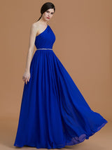 Classy Sleeveless One Shoulders Beading Chiffon Bridesmaid Dresses-Ballbella