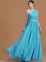 Classy Sleeveless One Shoulders Beading Chiffon Bridesmaid Dresses-Ballbella