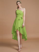 Classy Sleeveless One Shoulders Layers Asymmetrical Chiffon Bridesmaid Dresses-Ballbella