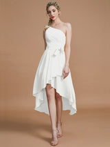 Classy Sleeveless One Shoulders Layers Asymmetrical Chiffon Bridesmaid Dresses-Ballbella