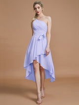 Classy Sleeveless One Shoulders Layers Asymmetrical Chiffon Bridesmaid Dresses-Ballbella
