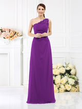 Classy Sleeveless One Shoulders Long Satin Bridesmaid Dresses-Ballbella