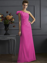 Classy Sleeveless One Shoulders Pleats Long Bridesmaid Dresses-Ballbella