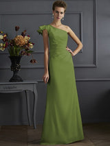 Classy Sleeveless One Shoulders Pleats Long Bridesmaid Dresses-Ballbella