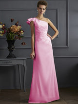 Classy Sleeveless One Shoulders Pleats Long Bridesmaid Dresses-Ballbella