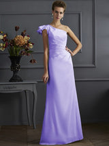 Classy Sleeveless One Shoulders Pleats Long Bridesmaid Dresses-Ballbella