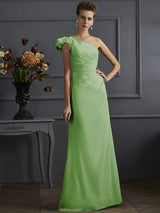 Classy Sleeveless One Shoulders Pleats Long Bridesmaid Dresses-Ballbella