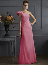 Classy Sleeveless One Shoulders Pleats Long Bridesmaid Dresses-Ballbella