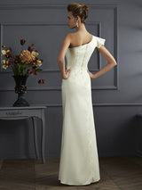 Classy Sleeveless One Shoulders Pleats Long Bridesmaid Dresses-Ballbella