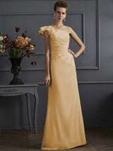Classy Sleeveless One Shoulders Pleats Long Bridesmaid Dresses-Ballbella