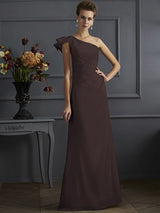 Classy Sleeveless One Shoulders Pleats Long Bridesmaid Dresses-Ballbella