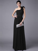 Classy Sleeveless One Shoulders Pleats Long Chiffon Bridesmaid Dresses-Ballbella