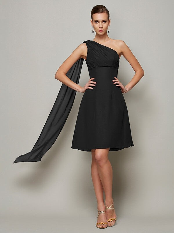 Classy Sleeveless One Shoulders Pleats Short Chiffon Bridesmaid Dresses Classy Sleeveless One Shoulders Pleats Short Chiffon Bridesmaid Dresses
