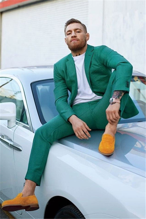 Green Men Slim Fit Suit Gentleman Prom Business Groom Tuxedo