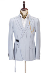 Classy Striped Peaked Lapel Men Suits Online-Ballbella