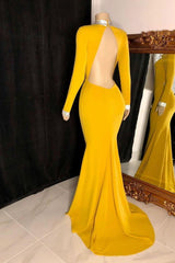 Curvy Long Sleevess Open Back Mermaid Evening Dresses-Ballbella