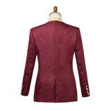 Custom design Burgundy Slim Fit Jacquard Wedding Suit for Men-Ballbella