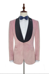 Custom design Pink Wedding Tuxedos Black Silk Shawl Lapel Marriage Suits for Men-Ballbella