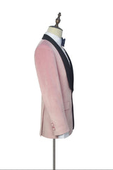 Custom design Pink Wedding Tuxedos Black Silk Shawl Lapel Marriage Suits for Men-Ballbella