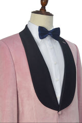 Custom design Pink Wedding Tuxedos Black Silk Shawl Lapel Marriage Suits for Men-Ballbella