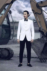 Custom design Shawl Lapel Mens Suits Two Piece White Tuxedo Mens Suits for Wedding-Ballbella
