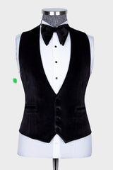 Luxury Black Velvet 3-Piece Prom Suit with Gold Beadings for Dinner
