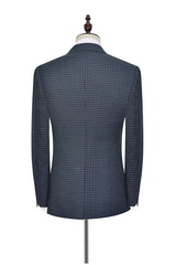 Dark Gray Small Check Three Piece Mens Suits One Button Formal Business Suits-Ballbella