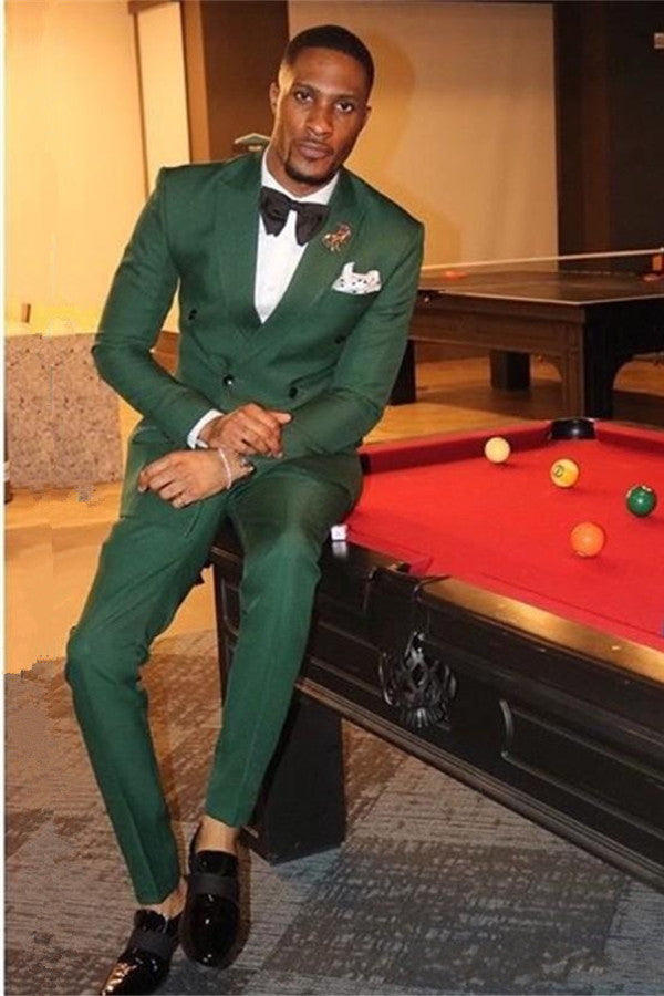 Dark Green Double Breasted Peaked Lapel Two Piece Mens Suit Ballbella Dark Green Double Breasted Peaked Lapel Two Piece Mens Suit Ballbella