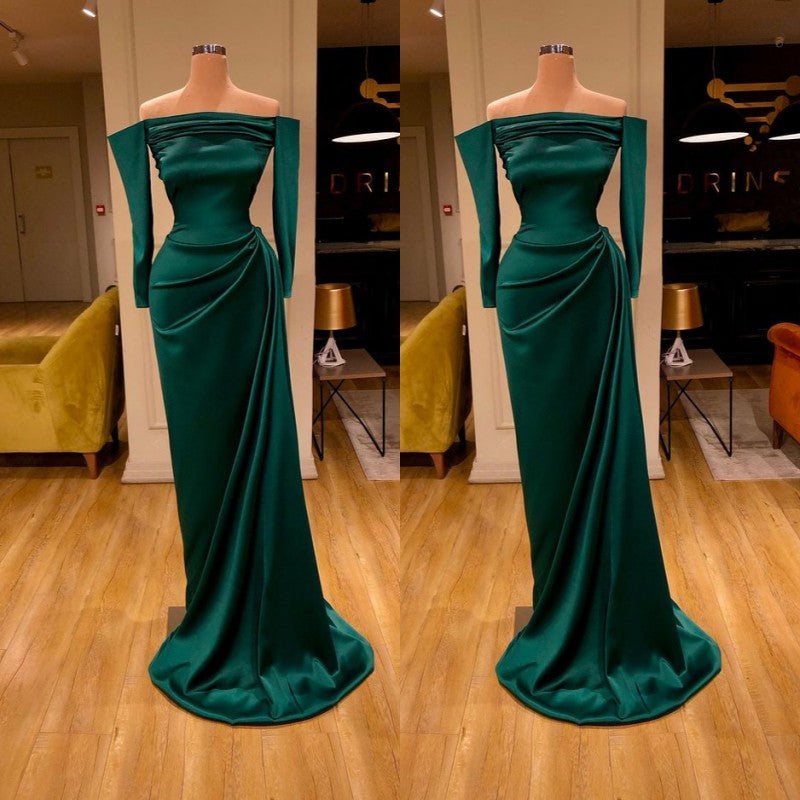 Dark Green Off-The-Shoulder Mermaid Prom Dress Long Evening Gowns Online Dark Green Off-The-Shoulder Mermaid Prom Dress Long Evening Gowns Online