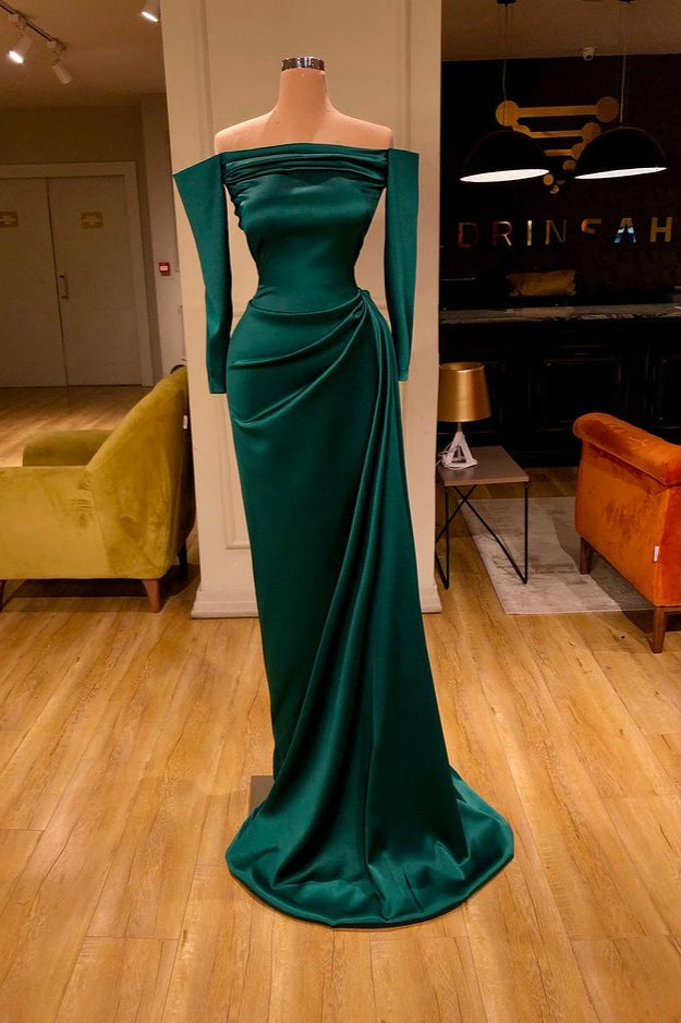 Dark Green Off-The-Shoulder Mermaid Prom Dress Long Evening Gowns Online Dark Green Off-The-Shoulder Mermaid Prom Dress Long Evening Gowns Online