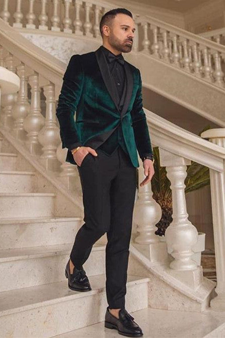 Dark Green Velvet Three Pieces Fashion Shawl Lapel Wedding Groom Suits Dark Green Velvet Three Pieces Fashion Shawl Lapel Wedding Groom Suits