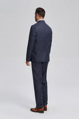 Dark Navy Mens Suits Three Piece Suits for Men with Double Breasted Vest-Ballbella