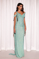 Dazzling Asymmetrical One Shoulder Mermaid Prom Dresses Sleeveless Sequins With Ribbon Pleats-Ballbella