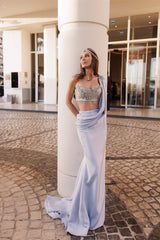 Dazzling Sweetheart Strapless Satin Mermaid Prom Dresses Sleeveless Beads With Flower-Ballbella