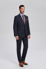 Decent Navy Blue Jacquard Mens Suits for Business-Ballbella