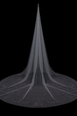 Deirdre Simple Long Tulle With Pearls Wedding Veils-Ballbella