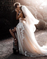 Designer Sweetheart Boho Chic Princess Tulle Lace Wedding Dress-Ballbella