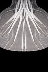 Dominic Elegant Long Tulle With Pearls Wedding Veils-Ballbella