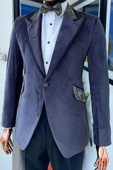 Dust Purple 2-Piece One-Button Velvet Prom Suit-Ballbella