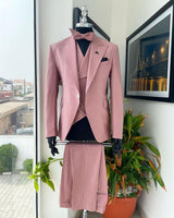 Dusty Pink Peaked Lapel 3-Piece Prom Suit-Ballbella