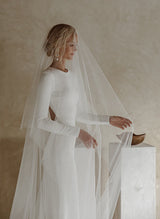 Elastic Satin Long Sleeves Mermaid Fitted Wedding Dress-Ballbella