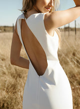 Elastic Satin Sleeveless Sweep Train Mermaid Fitted Scoop Neck Wedding Dresses-Ballbella