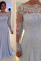 Elegant A-line Lace Long-Sleeve Mother-the-bride Dress-Ballbella