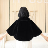 Elegant Black Korean-Style Mink Cashmere Outerwear Winter Wedding Warmth Coat-Ballbella