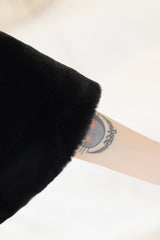 Elegant Black Korean-Style Mink Cashmere Outerwear Winter Wedding Warmth Coat-Ballbella