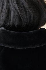 Elegant Black Korean-Style Mink Cashmere Outerwear Winter Wedding Warmth Coat-Ballbella