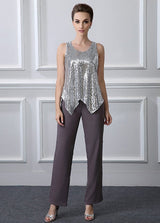 elegant Casual Vintage Long Sleeves Jewel Mother's suit-Ballbella