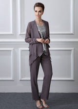 elegant Casual Vintage Long Sleeves Jewel Mother's suit-Ballbella